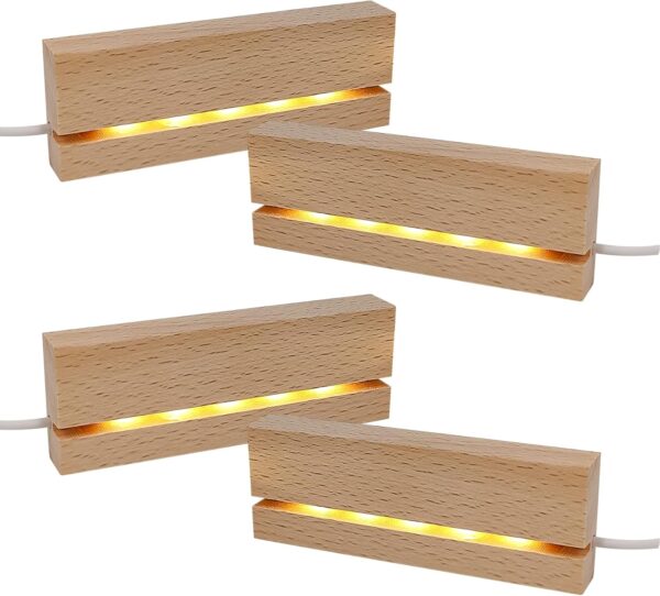 Acrylplaat rond + Houten Verlichte Base Stand - Afbeelding 2